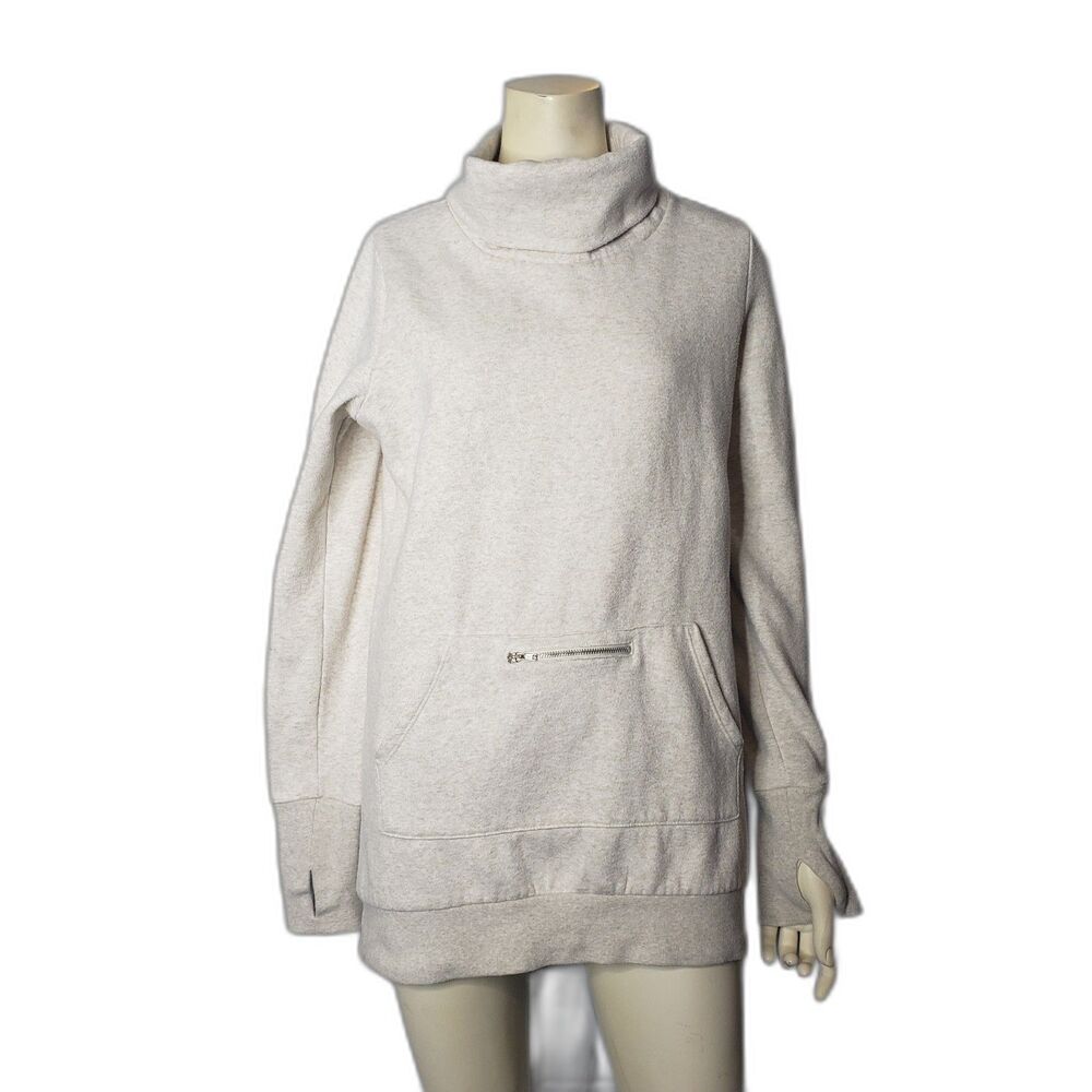 FABLETICS Oatmeal Zaylee Pullover Tunic Front Pouch Pocket Womens Size Large